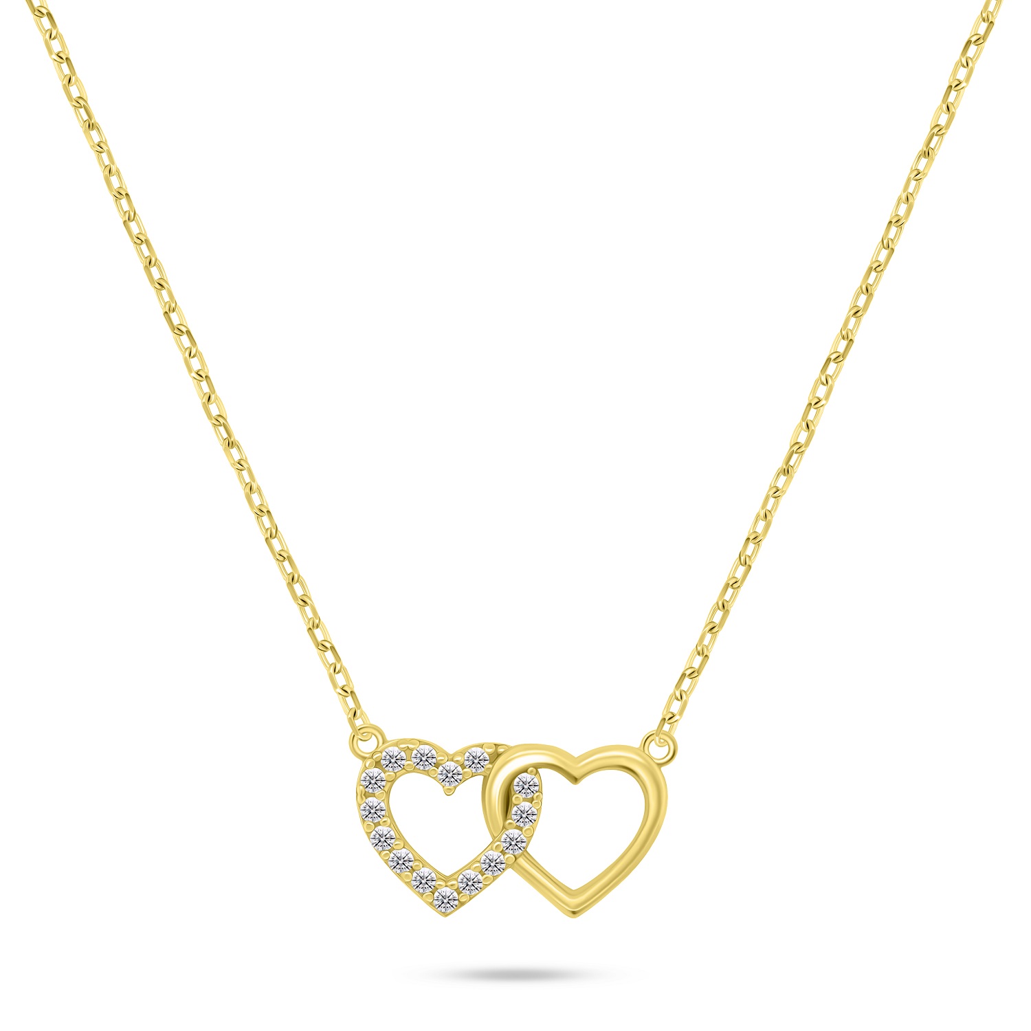 Brilio Silver -  Něžný pozlacený náhrdelník Propojená srdce NCL117Y