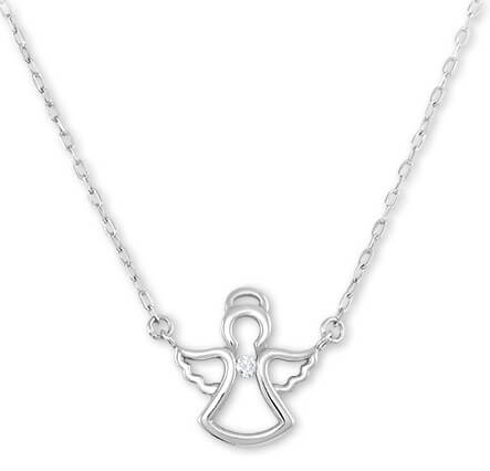 Brilio Silver Něžný stříbrný náhrdelník s andělíčkem 476 001 00145 04