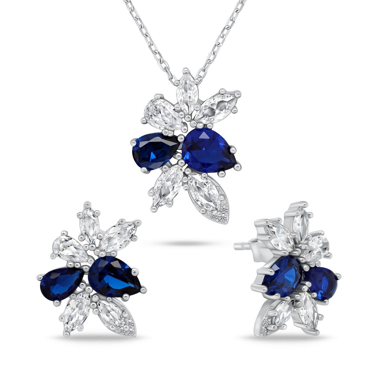 Brilio Silver Očarujúce strieborný set šperkov so zirkónmi SET248WB (náušnice, náhrdelník)