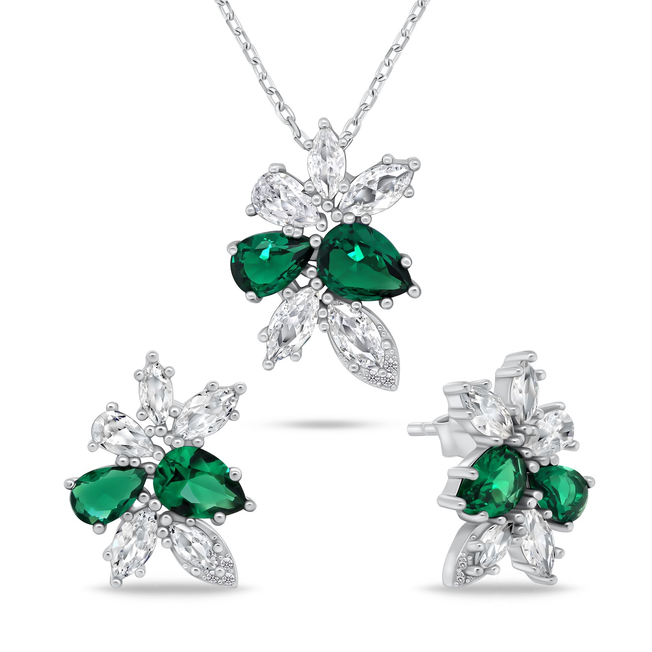 Brilio Silver Očarujúce strieborný set šperkov so zirkónmi SET248WG (náušnice, náhrdelník)