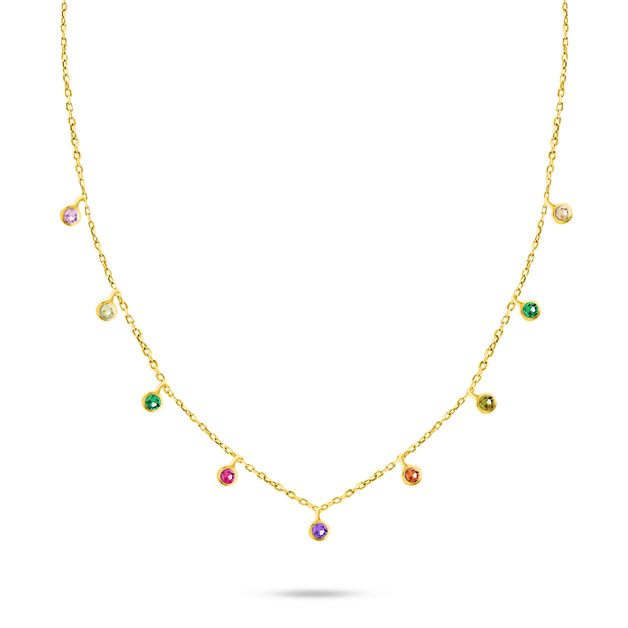Brilio Silver Pozlacený náhrdelník s barevnými zirkony NCL60Y