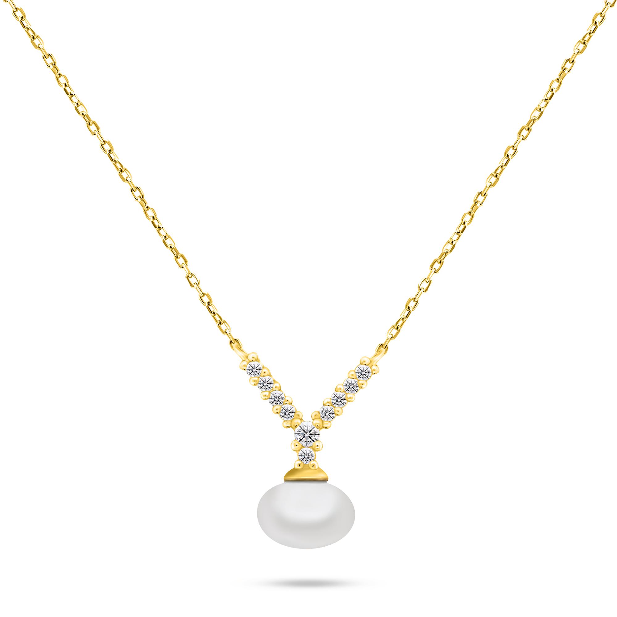 Brilio Silver Prekrásny pozlátený náhrdelník s pravou perlou NCL81Y