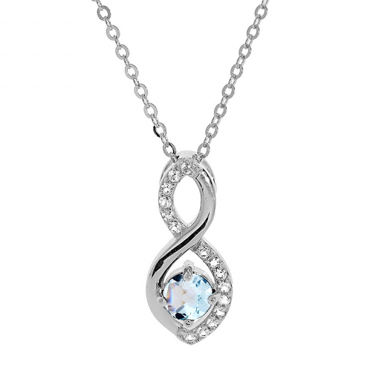 Brilio Silver Pôvabný strieborný náhrdelník s topazom SP08340TZ (retiazka, prívesok)