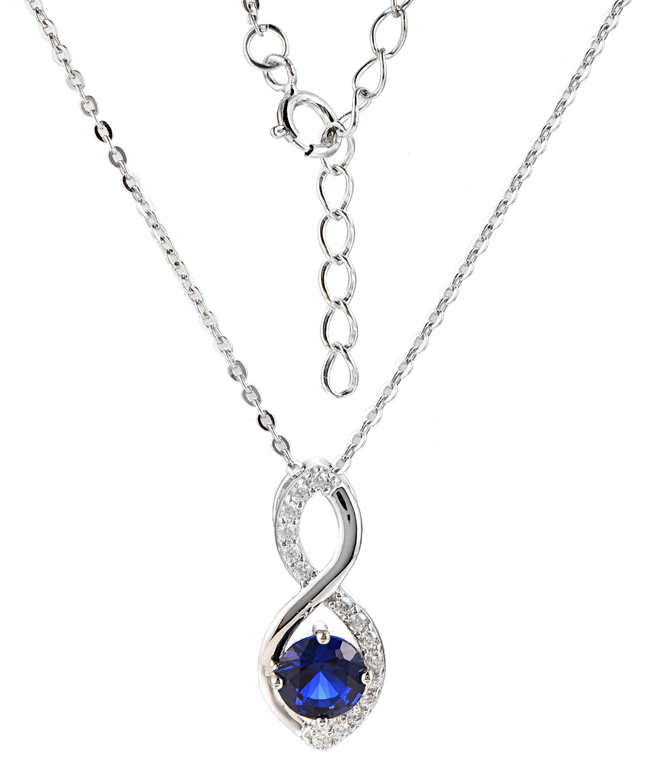 Brilio Silver Pôvabný strieborný náhrdelník so zafírom SP08340B (retiazka, prívesok)