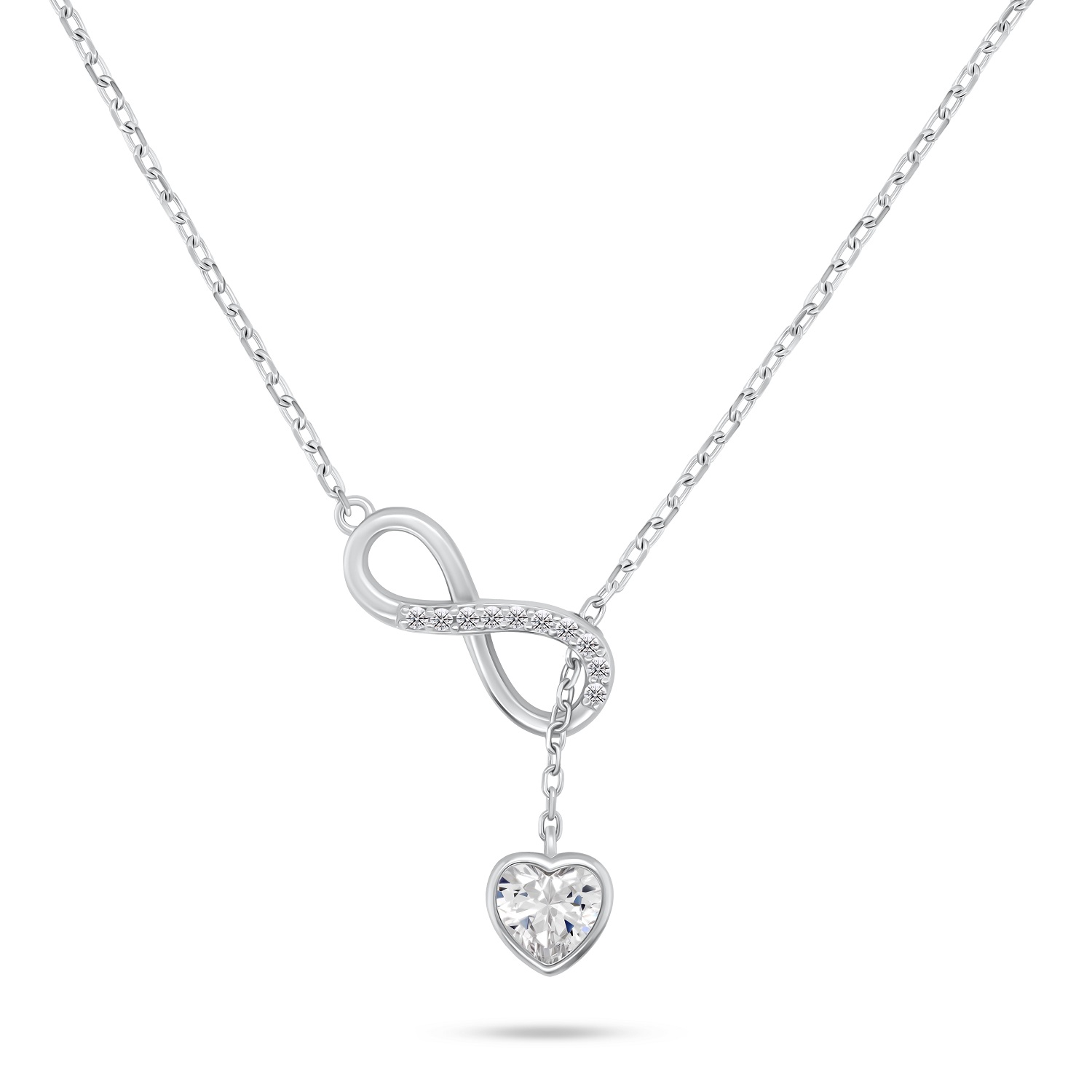Brilio Silver Půvabný stříbrný náhrdelník se zirkony NCL123W