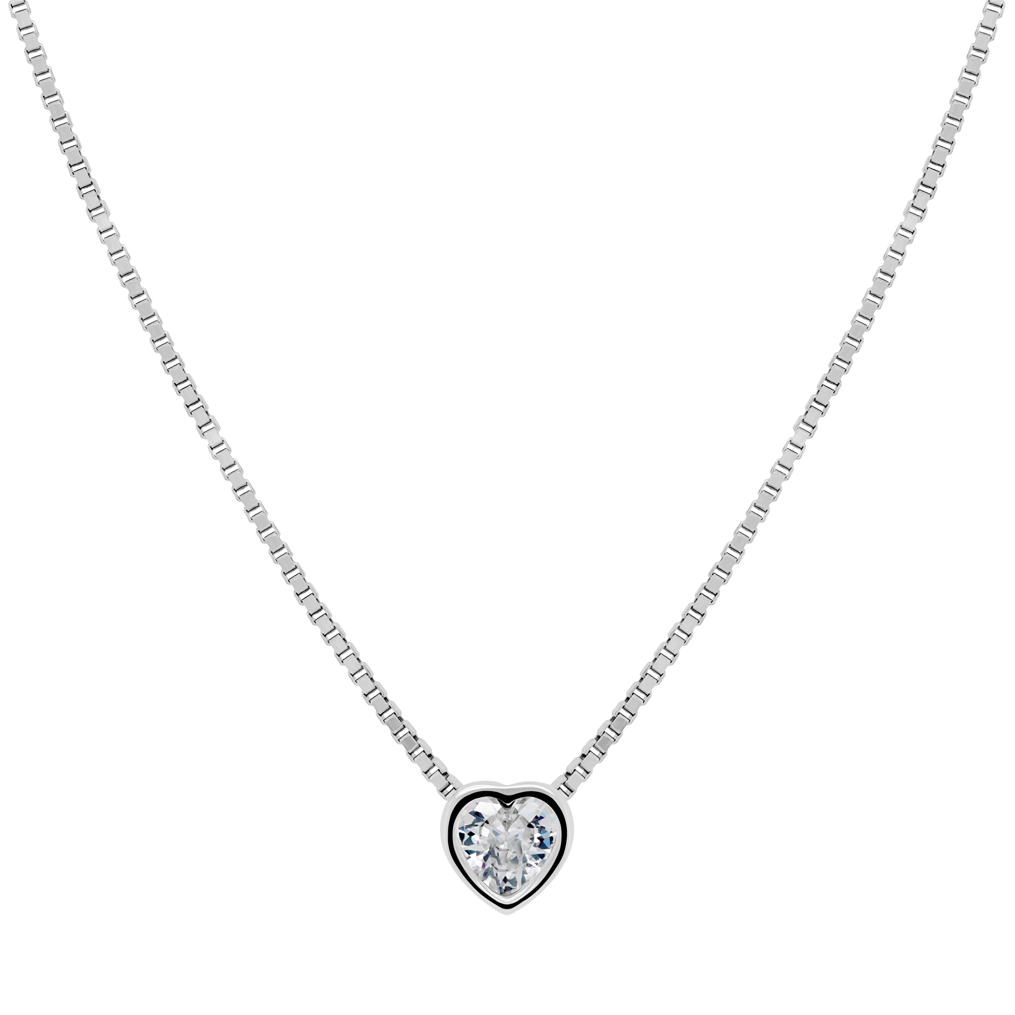 Brilio Silver Pôvabný strieborný náhrdelník Srdce NCL26W (retiazka, prívesok)