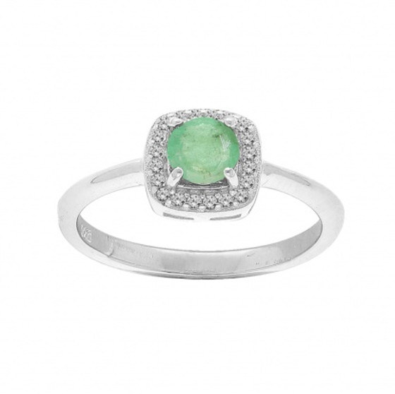 Brilio Silver Pôvabný strieborný prsteň so smaragdom R-FS-5658ET 60 mm