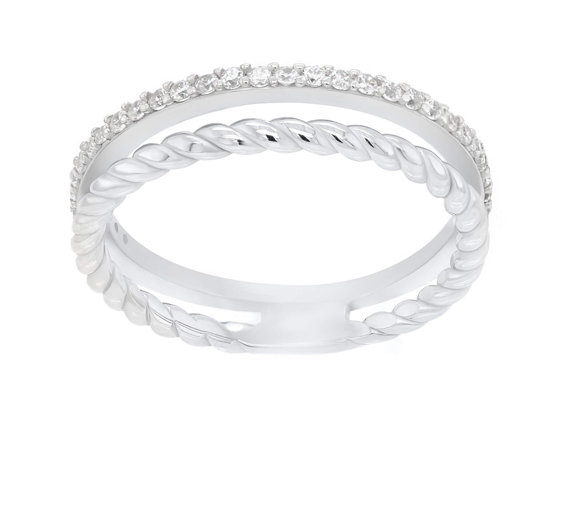 Brilio Silver Půvabný stříbrný prsten se zirkony GR044W 62 mm