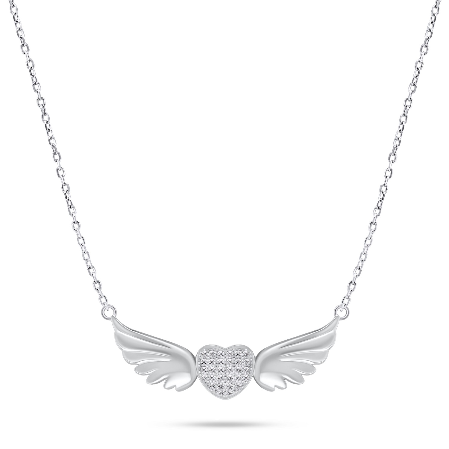 Brilio Silver Romantický stříbrný náhrdelník srdce s křídly NCL85W