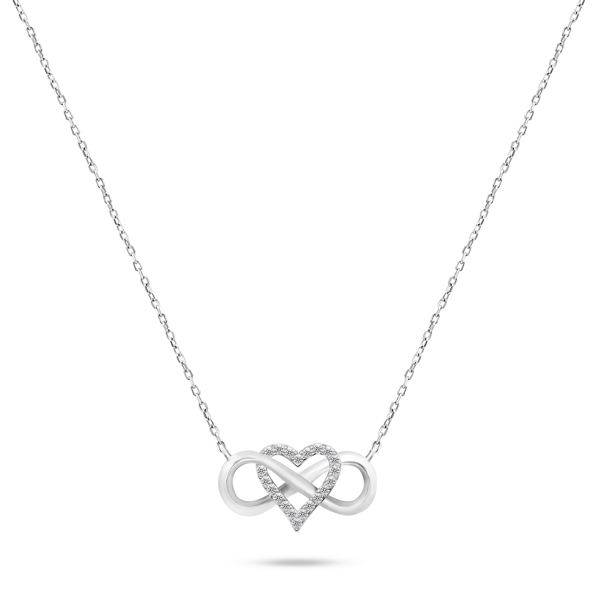 Brilio Silver Romantický strieborný náhrdelník so zirkónmi NCL78W