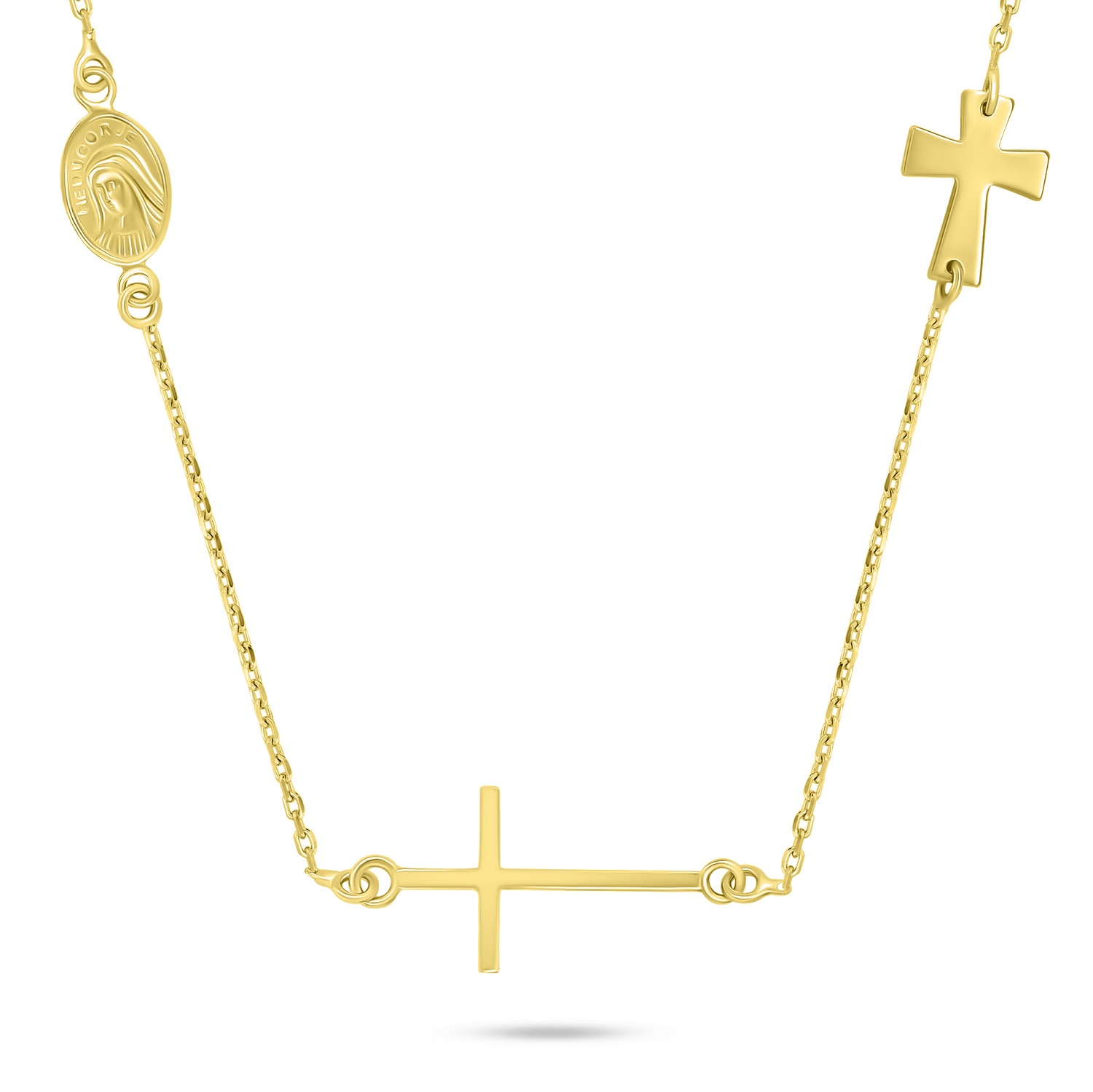 Brilio Silver Slušivý pozlátený náhrdelník s krížom NCL108Y