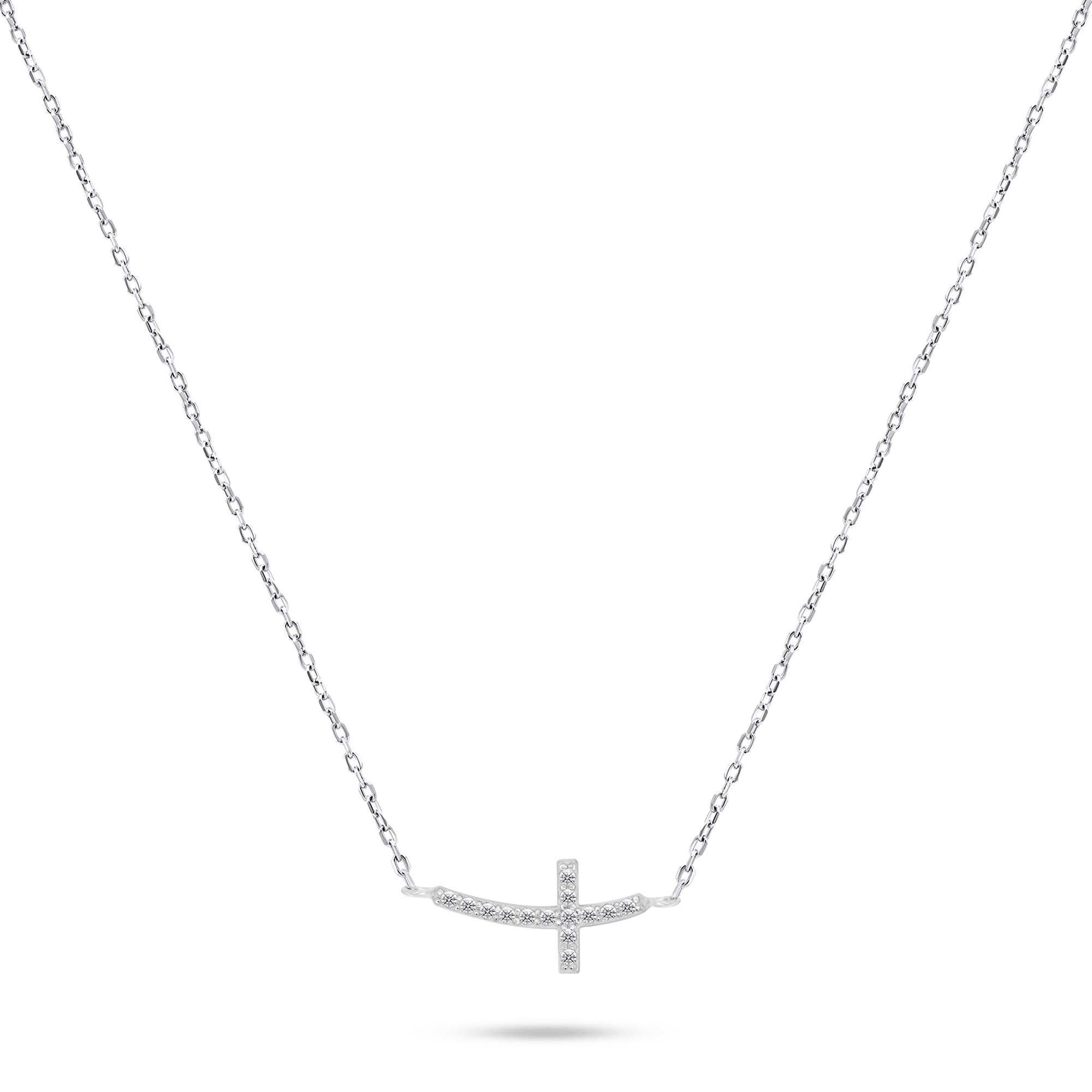 Brilio Silver Strieborný náhrdelník Krížik so zirkónmi NCL57W