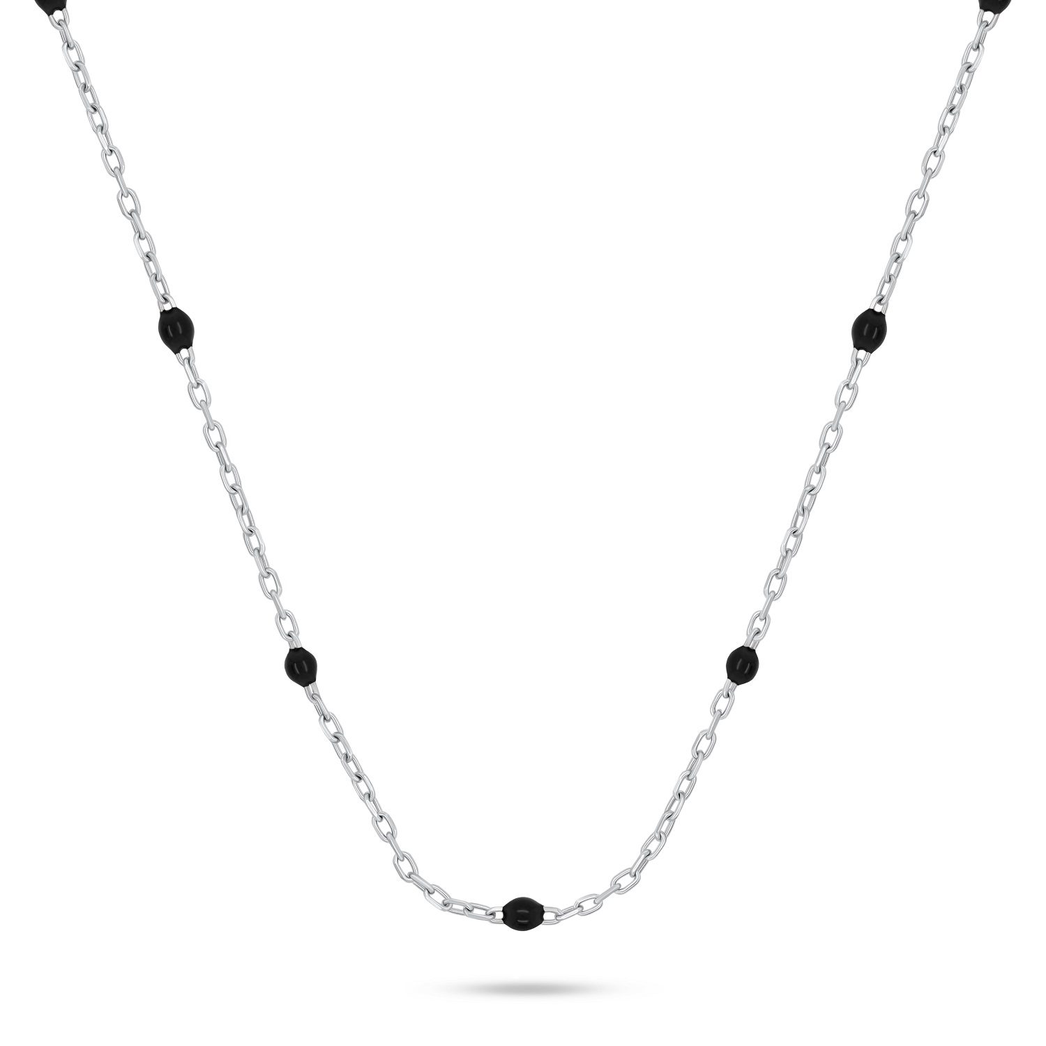Brilio Silver -  Stříbrný náhrdelník s černými kuličkami NCL112WBC