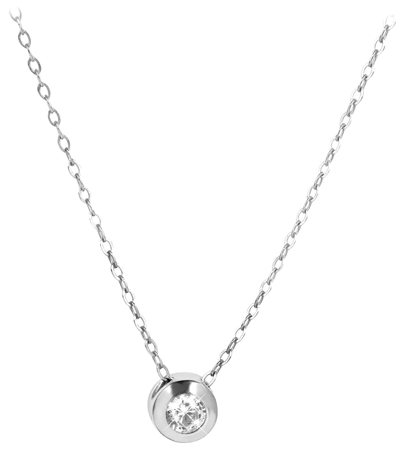 Brilio Silver Strieborný náhrdelník s kryštálom 476 001 00118 04 (retiazka, prívesok)