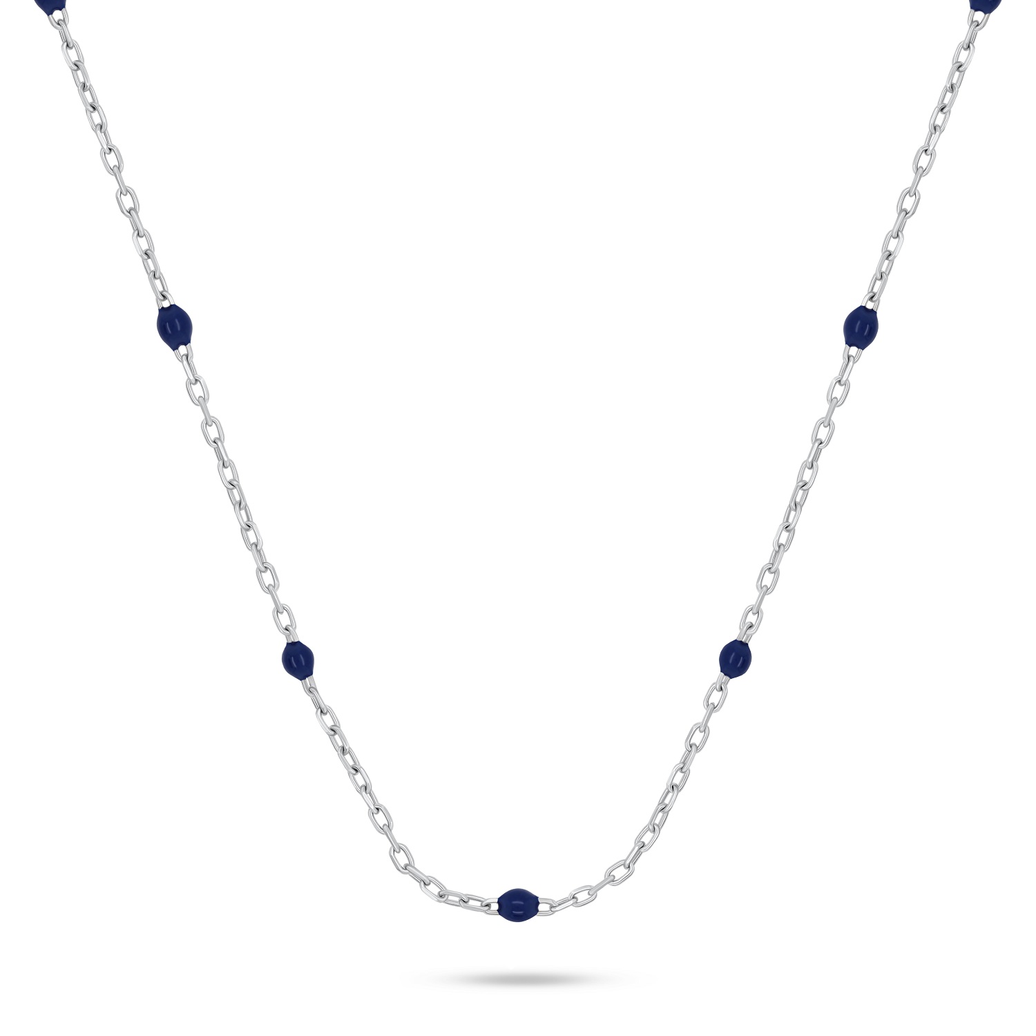 Brilio Silver Stříbrný náhrdelník s tmavě modrými kuličkami NCL112WB