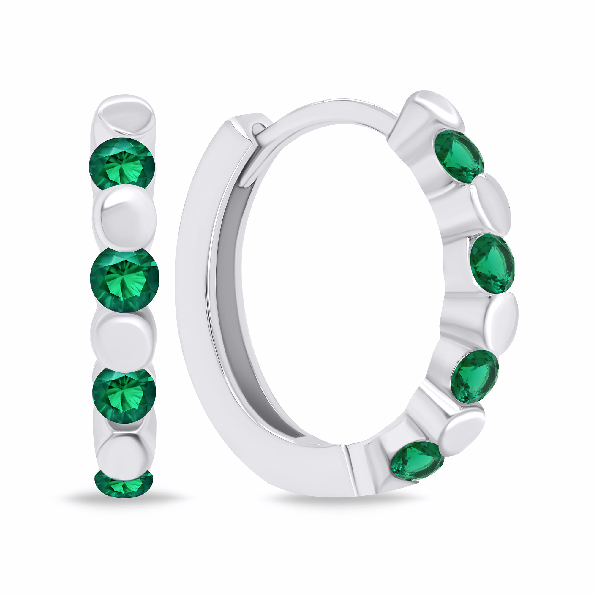 Brilio Silver Štýlové strieborné kruhy so zelenými zirkónmi EA676WG
