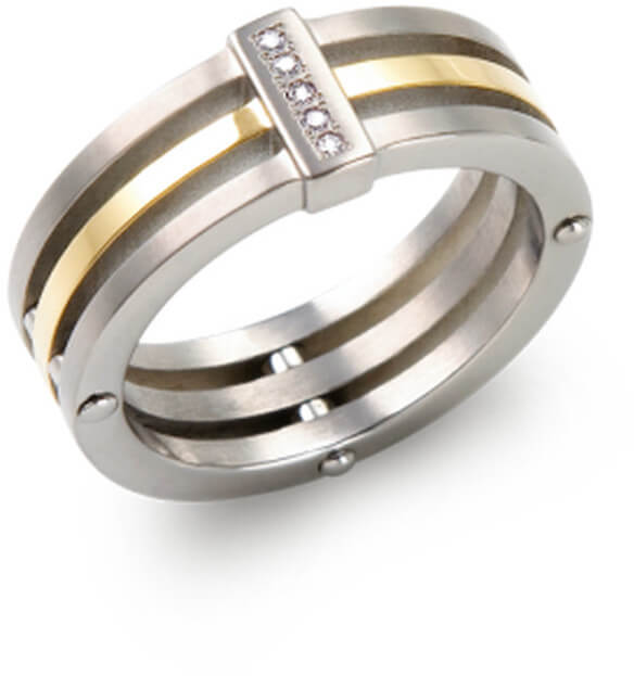 Boccia Titanium Pozlacený titanový prsten s diamanty 0126-02 58 mm