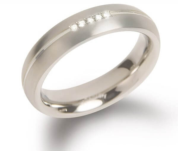 Boccia Titanium Titánový snubný prsteň s diamantmi 0130-03 54 mm
