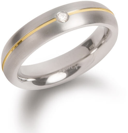 Boccia Titanium Titánový snubný prsteň s diamantom 0130-06 49 mm