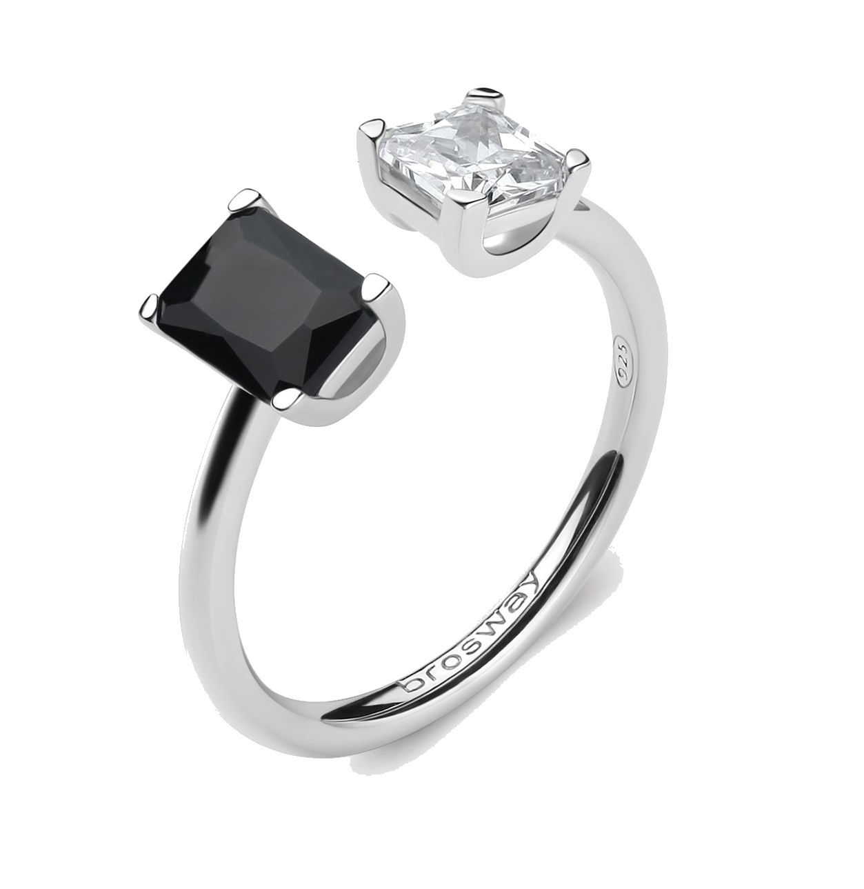 Brosway -  Elegantní otevřený prsten Fancy Mystery Black FMB10 M (53 - 55 mm)