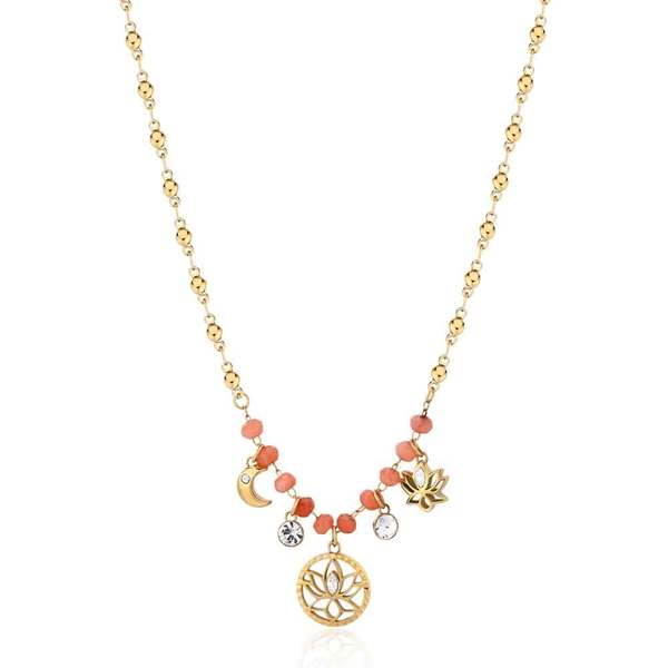 Brosway -  Půvabný pozlacený náhrdelník s korálky a přívěsky Chakra BHKN087