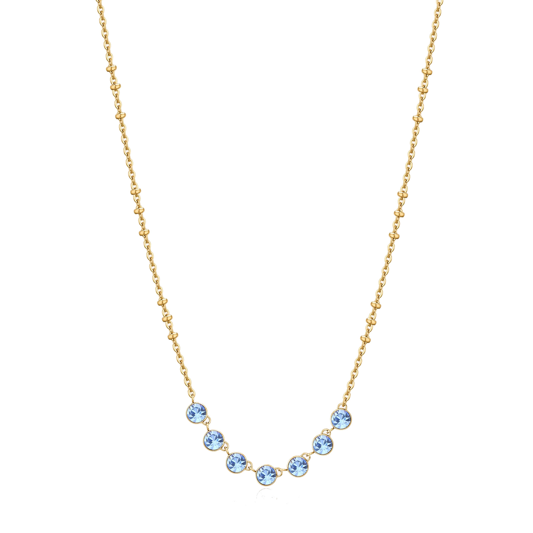 Brosway Pôvabný pozlátený náhrdelník s modrými kryštálmi Symphonia BYM137