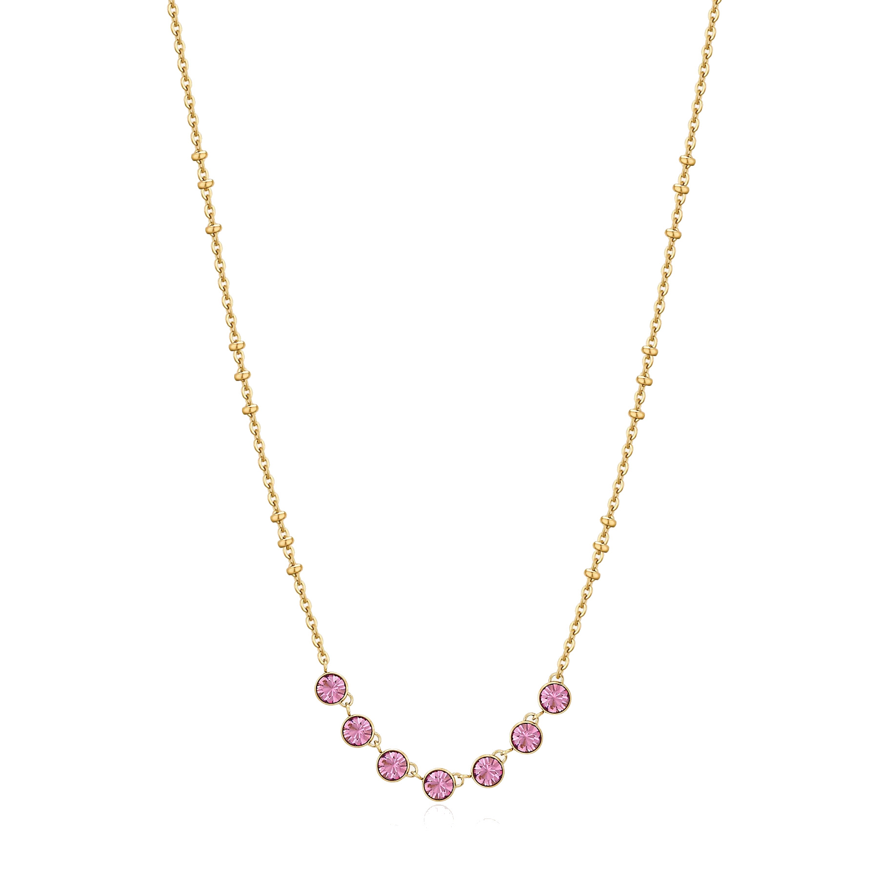 Brosway Pôvabný pozlátený náhrdelník s ružovými kryštálmi Symphonia BYM138