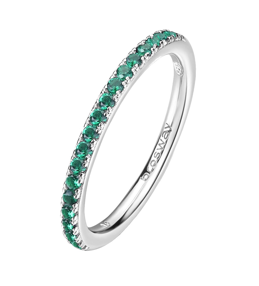 Brosway Třpytivý stříbrný prsten Fancy Life Green FLG65 54 mm