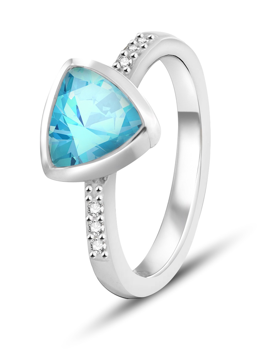 Beneto Exclusive Strieborný prsteň so svetlo modrým topazom TOPAGG2 52 mm
