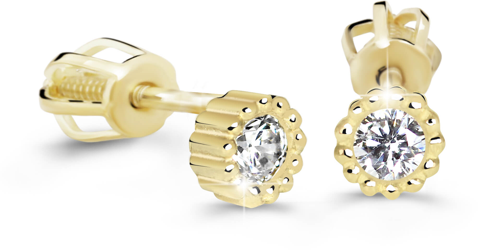 Cutie Diamonds Minimalistické náušnice kôstky zo žltého zlata s briliantmi DZ60236-30-00-X-1