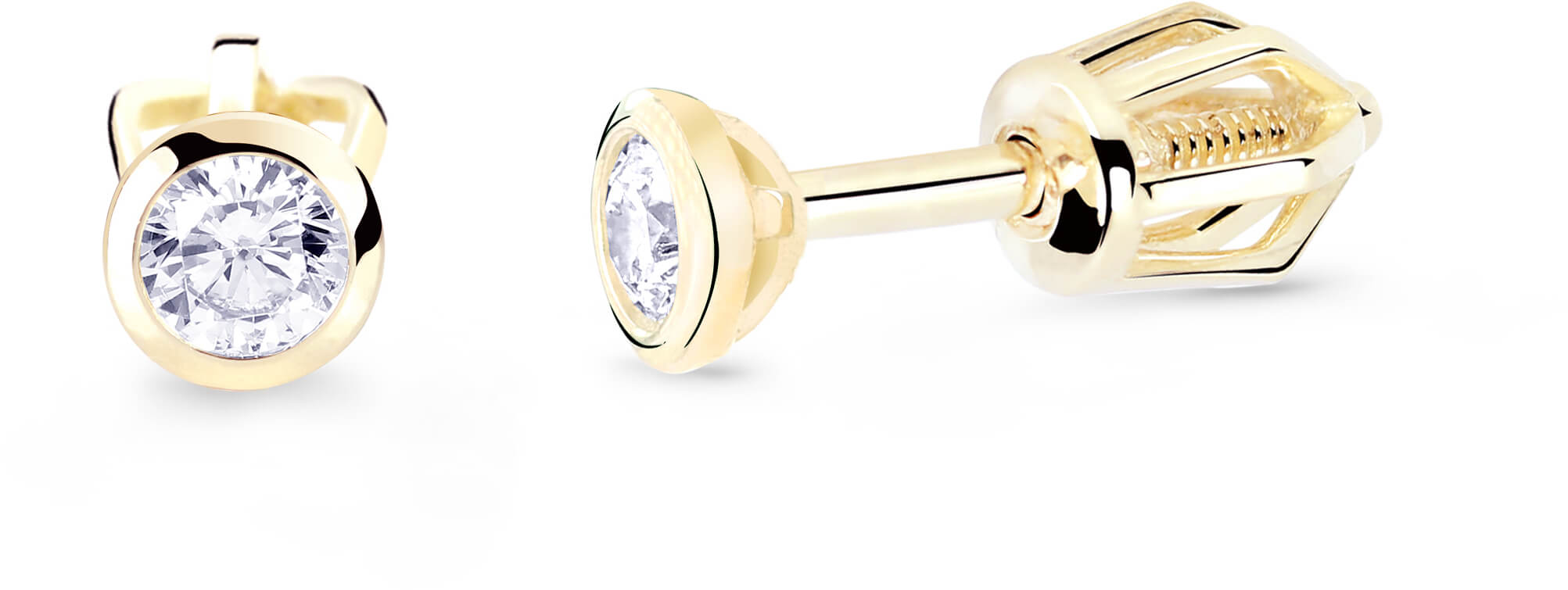 Cutie Diamonds -  Minimalistické peckové náušnice ze žlutého zlata s brilianty DZ8007-30-00-X-1