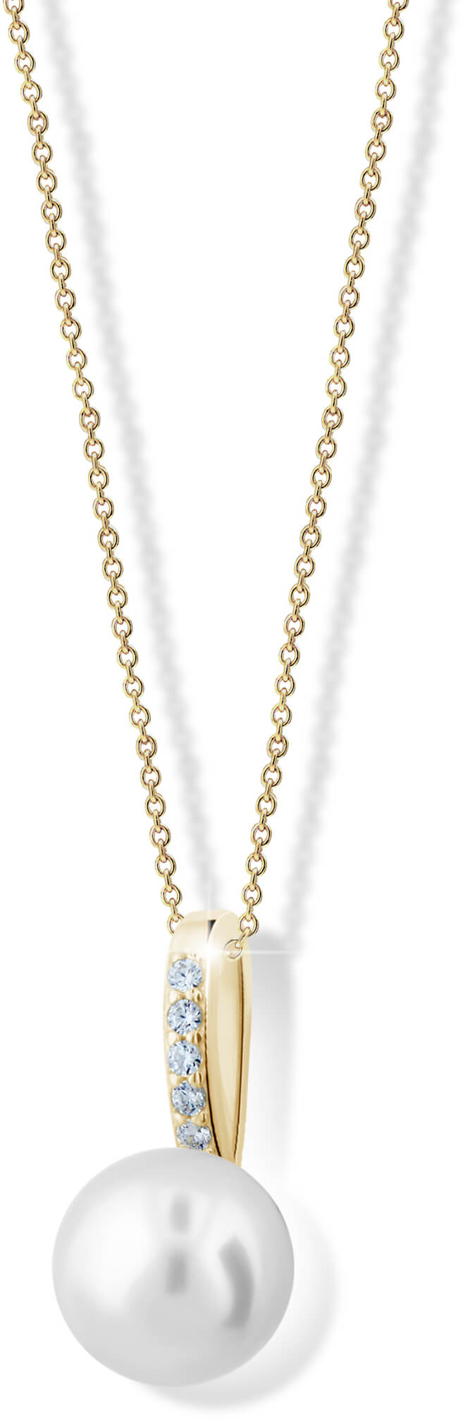 Cutie Jewellery Exkluzivní přívěsek ze žlutého zlata s pravou perlou a zirkony Z6309-3166-40-10-X-1