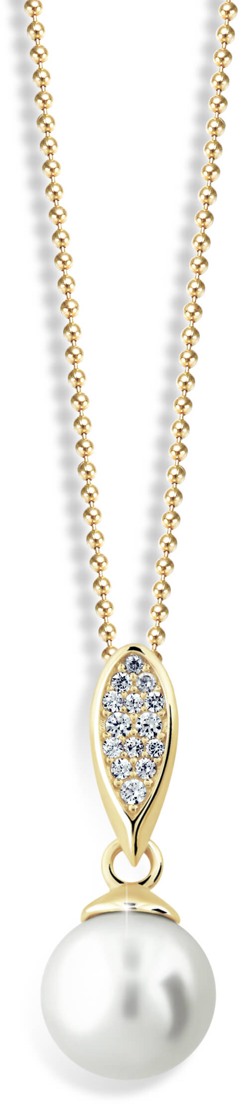 Cutie Jewellery -  Luxusní přívěsek ze žlutého zlata s pravou perlou a zirkony Z6304-3152-40-10-X-1