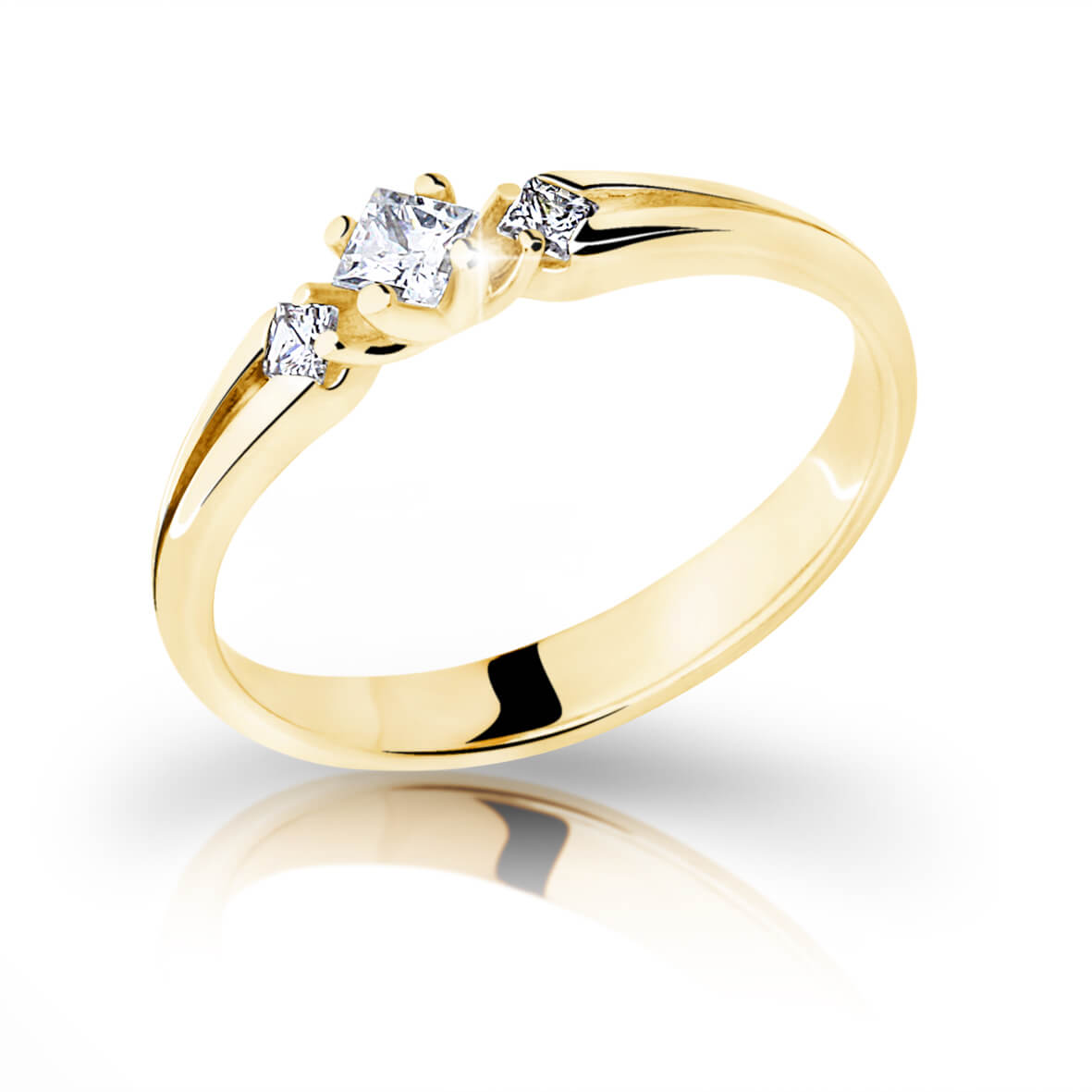 Cutie Jewellery Půvabný prsten ze žlutého zlata se zirkony Z6866–2105-10-X-1 55 mm