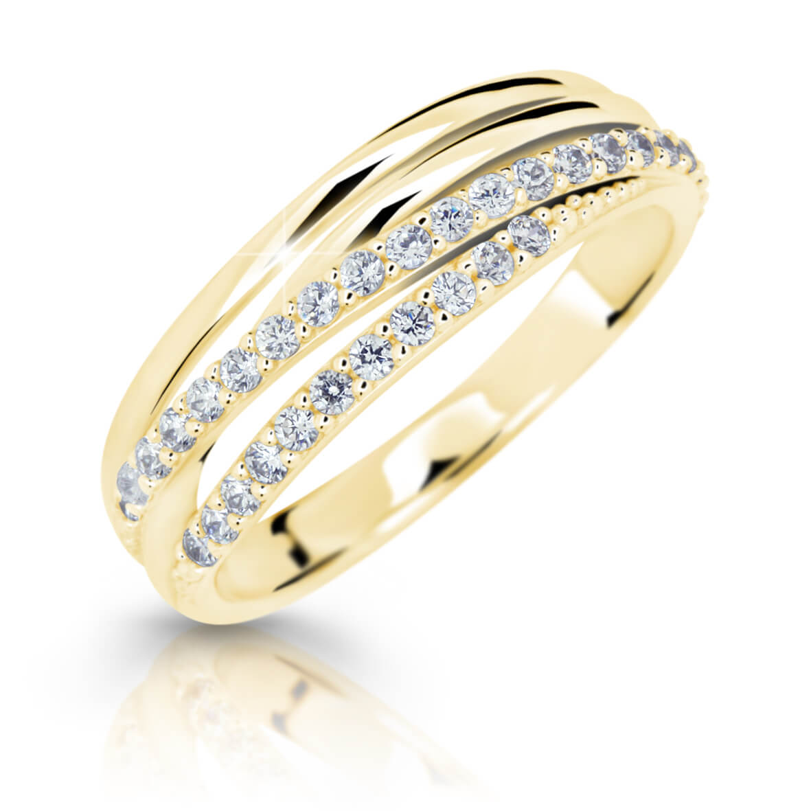 Cutie Jewellery Třpytivý prsten ze žlutého zlata Z6716-3352-10-X-1 58 mm