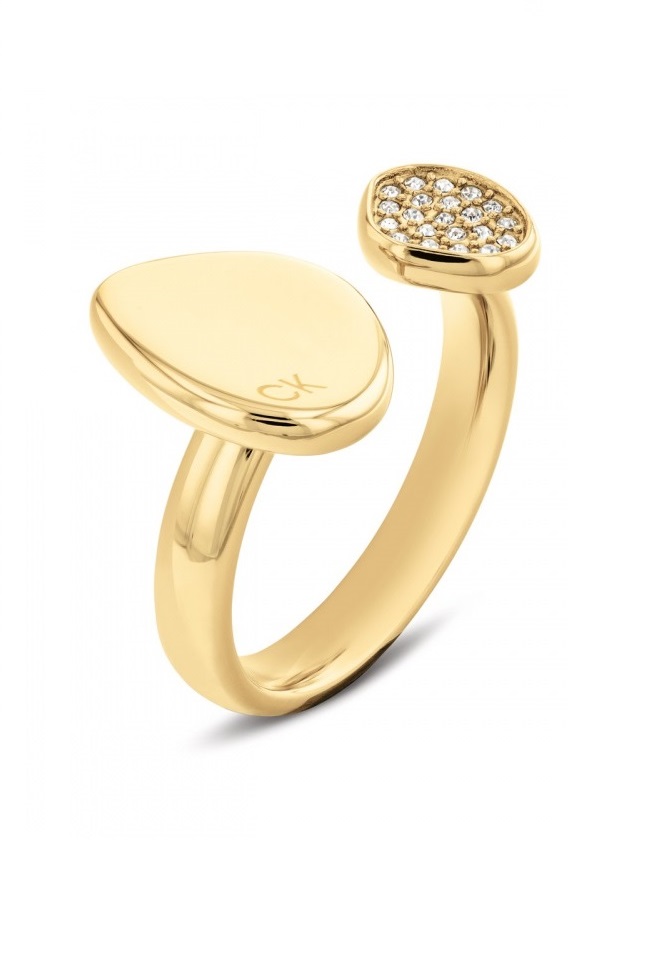 Calvin Klein Elegantný pozlátený prsteň s kryštálmi Fascinate 35000320 56 mm