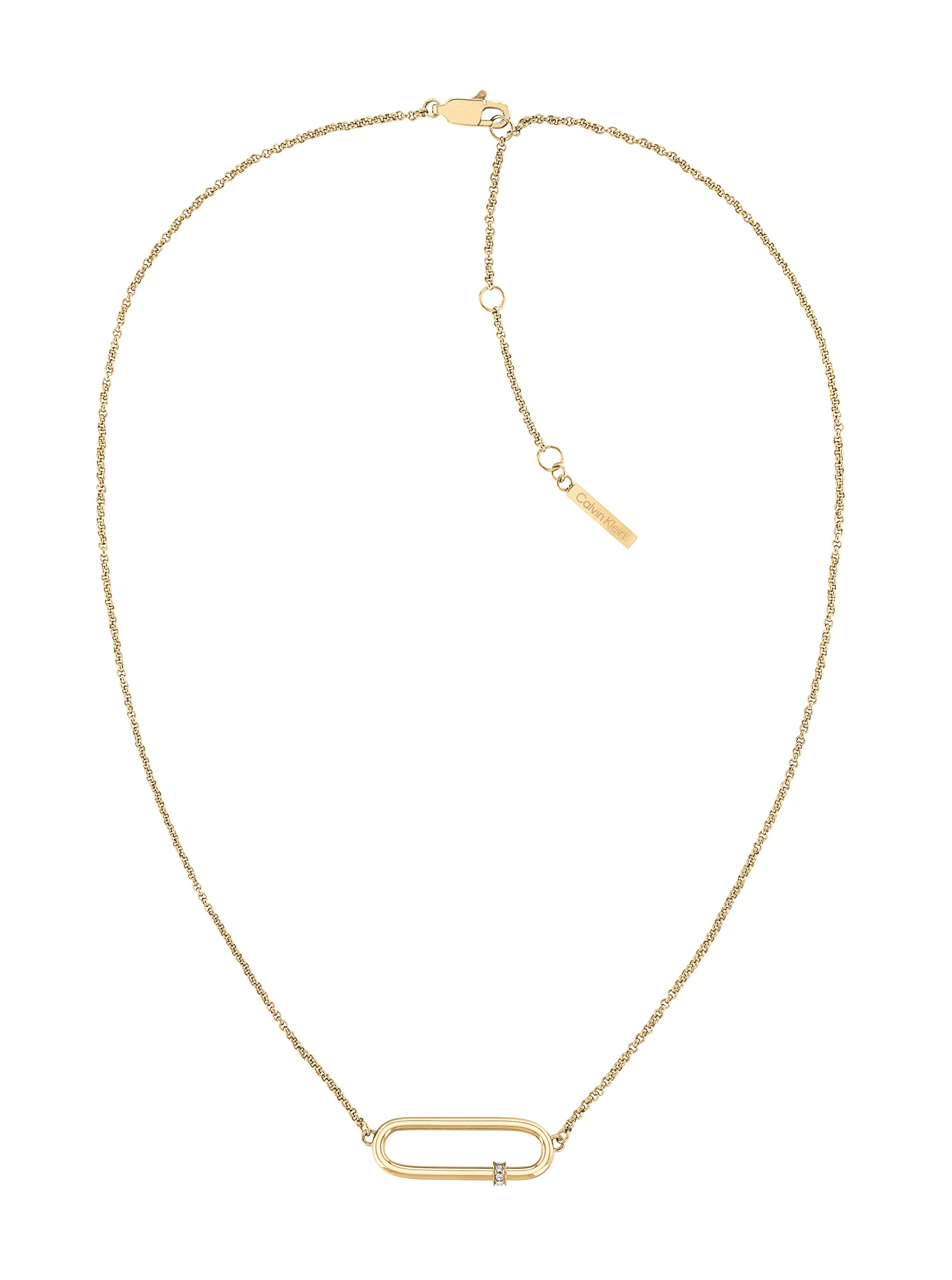 Calvin Klein Jemný pozlátený náhrdelník s kryštálmi 35000186