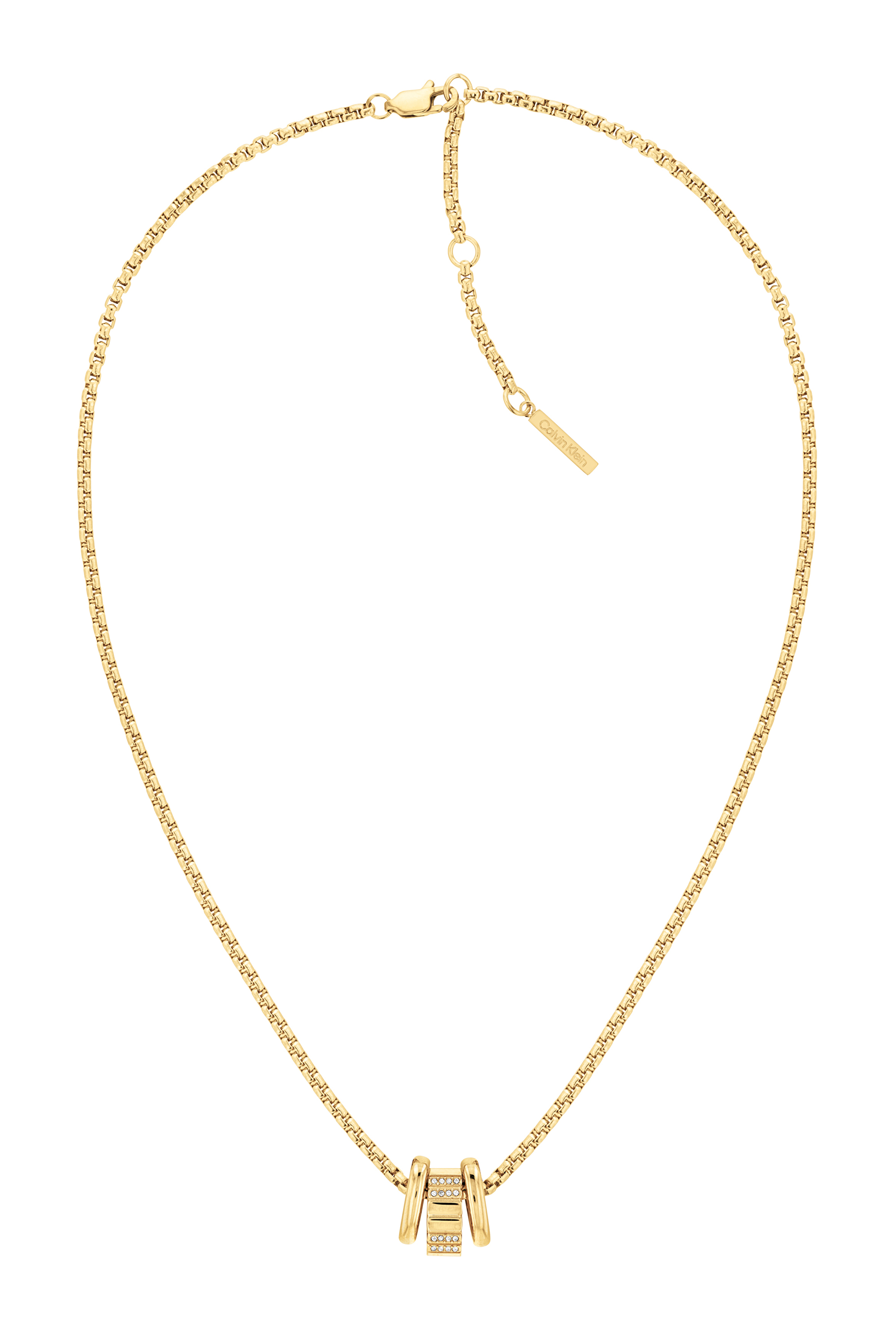 Calvin Klein -  Moderní pozlacený náhrdelník z oceli s krystaly 35000365