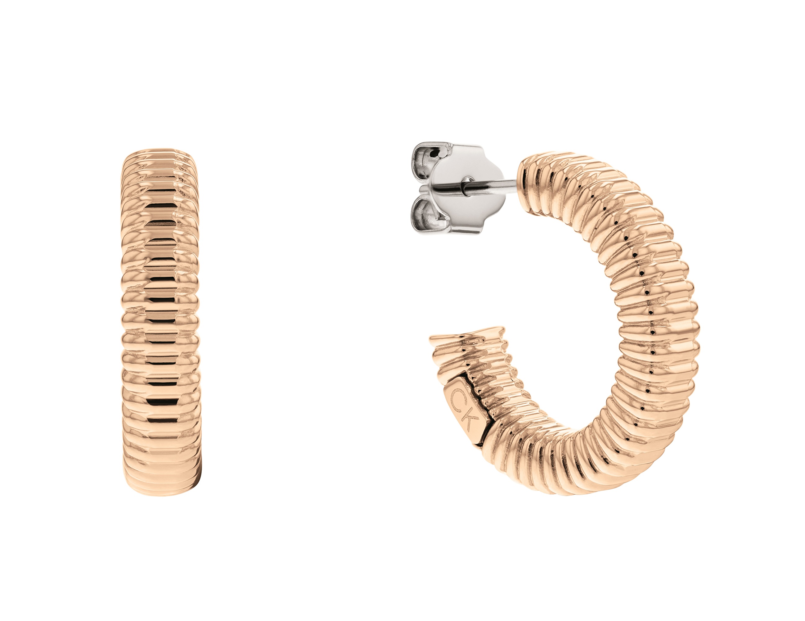 Calvin Klein Módne bronzové kruhové náušnice Playful Repetition 35000033