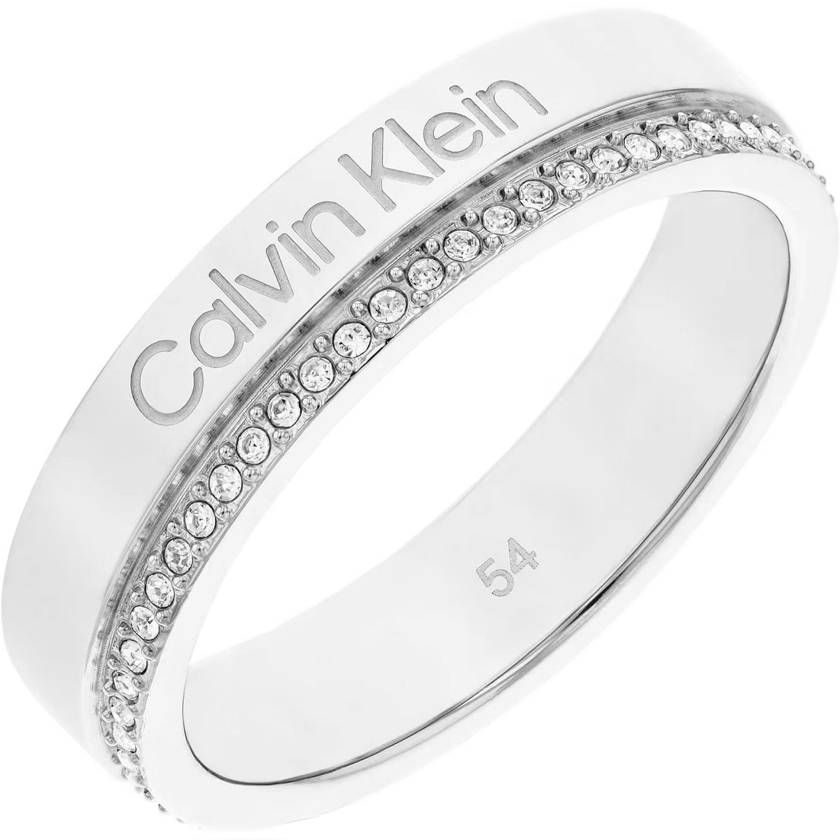 Calvin Klein Oceľový prsteň s kryštálmi Minimal Linear 35000200 56 mm