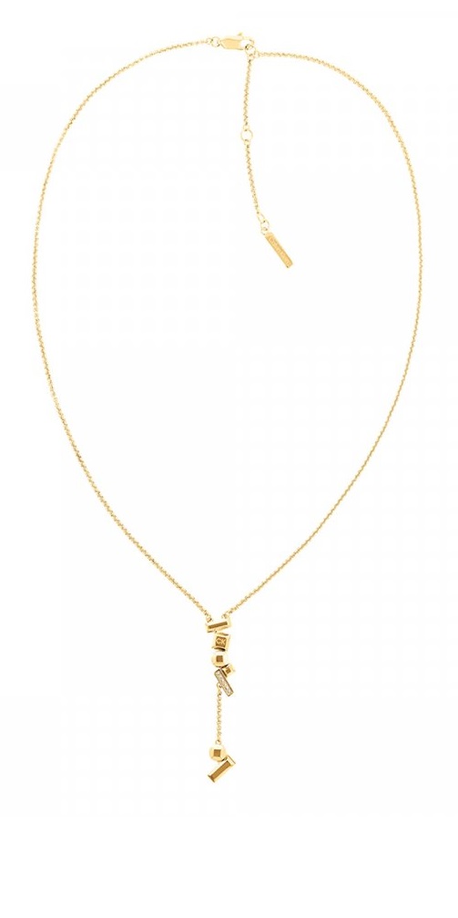 Calvin Klein Pôvabný pozlátený náhrdelník s kryštálmi 35000232