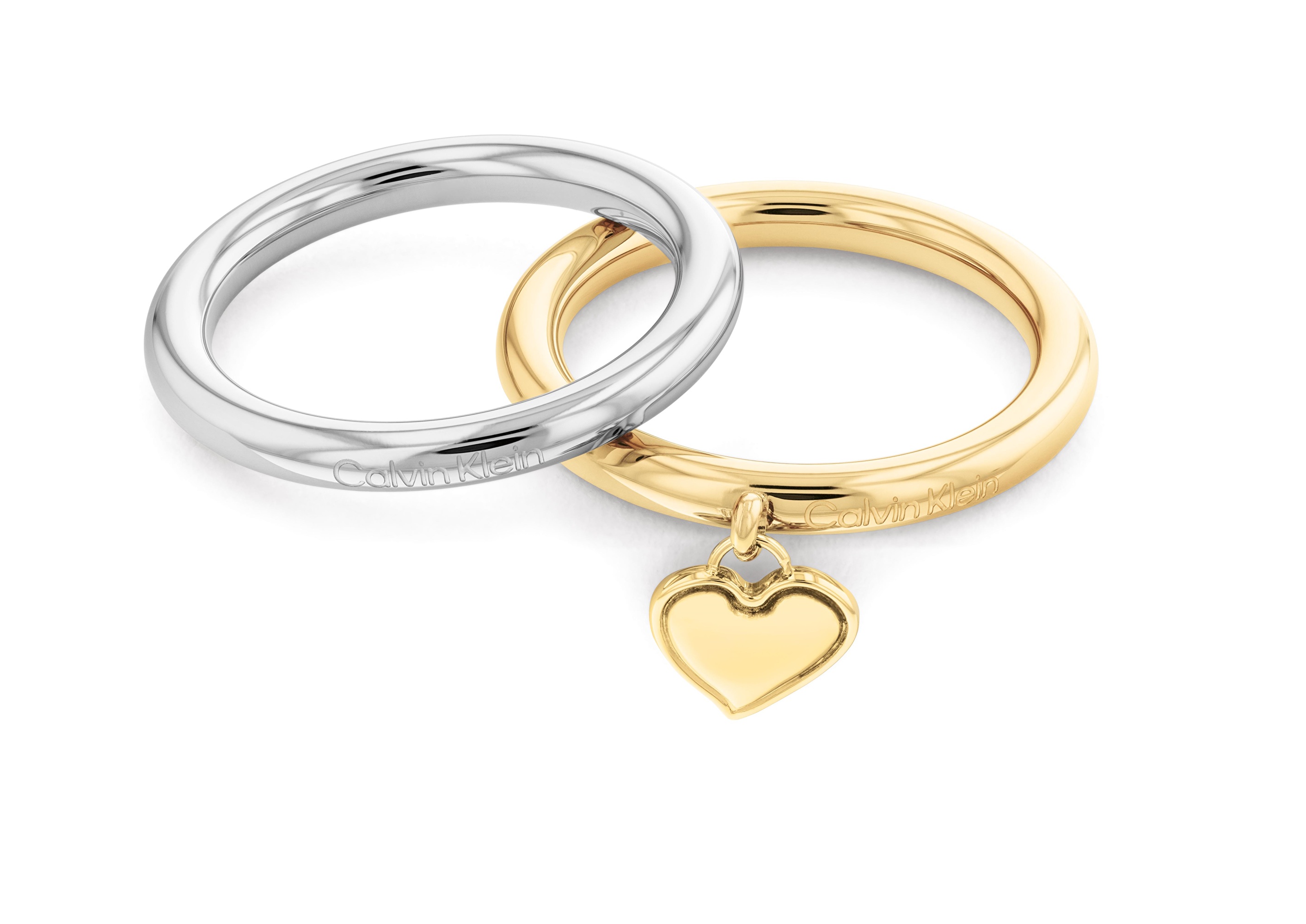 Calvin Klein Romantická bicolor souprava ocelových prstenů Captivate 35000326 54 mm