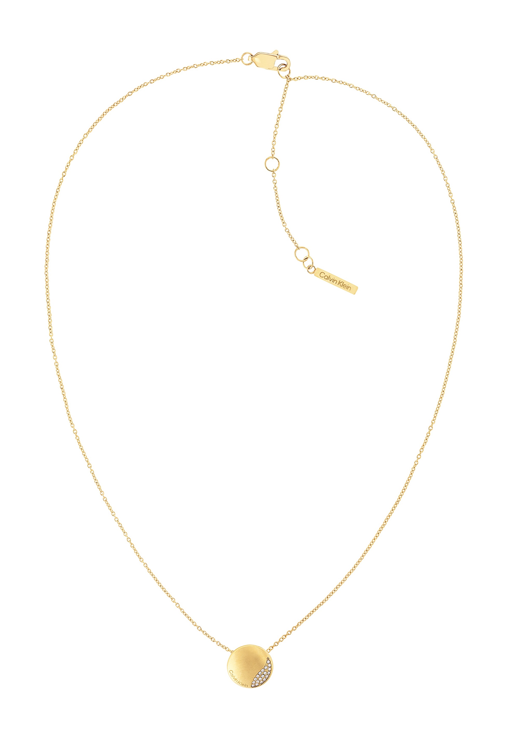 Calvin Klein Slušivý pozlátený náhrdelník s kryštálmi Minimal 35000144