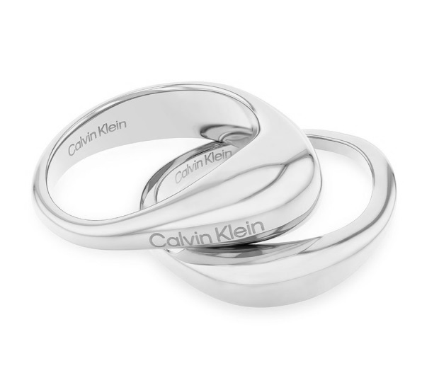 Calvin Klein Štýlová súprava oceľových prsteňov Elongated Drops 35000447 52 mm
