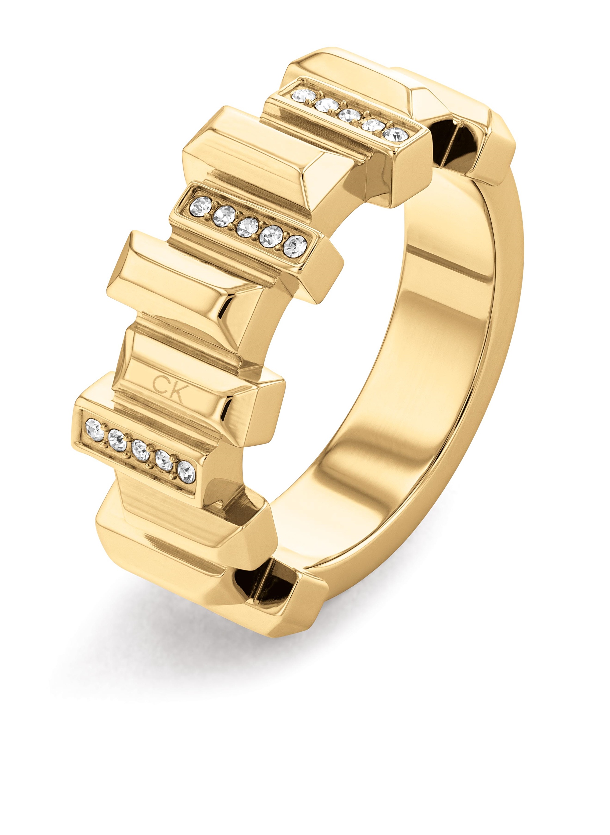 Calvin Klein -  Stylový pozlacený prsten s krystaly Luster 35000333 52 mm