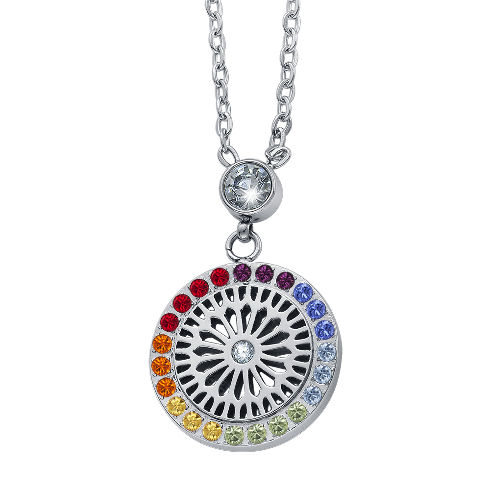 CRYSTalp Farebný oceľový náhrdelník s kryštálmi Balance Chakra 32162.MUL.E