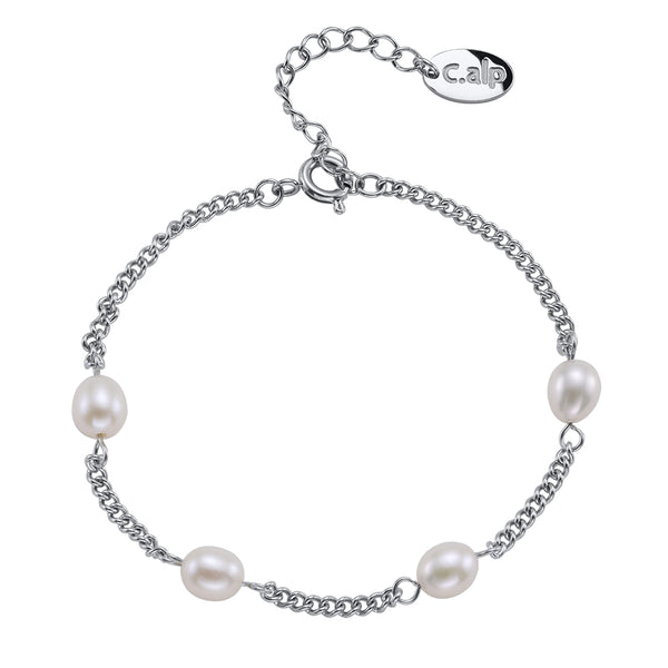 CRYSTalp -  Elegantní ocelový náramek s perlami Tide Pearl 22243.E