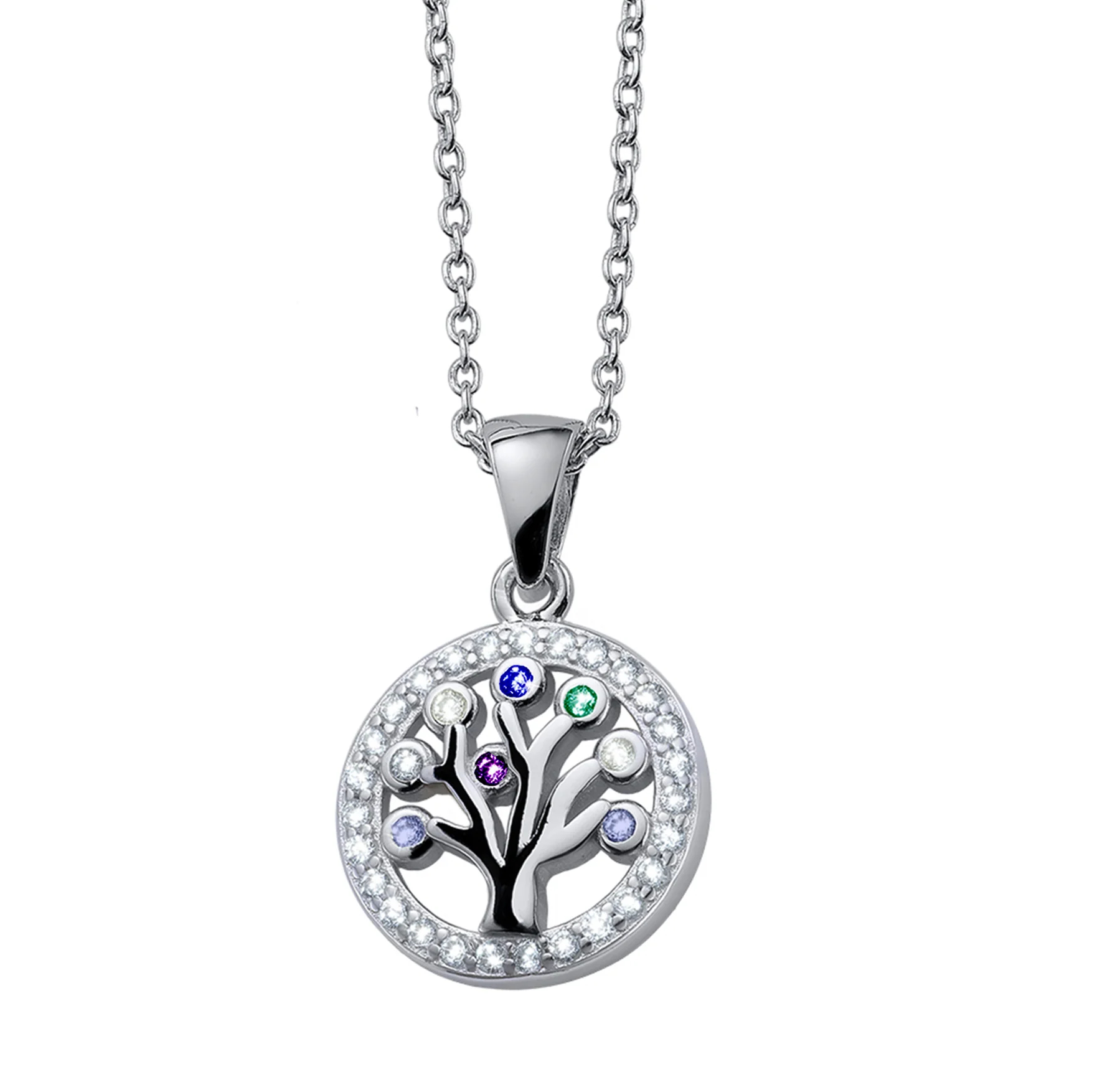 CRYSTalp Nádherný stříbrný náhrdelník Strom života Chakra 32128.S