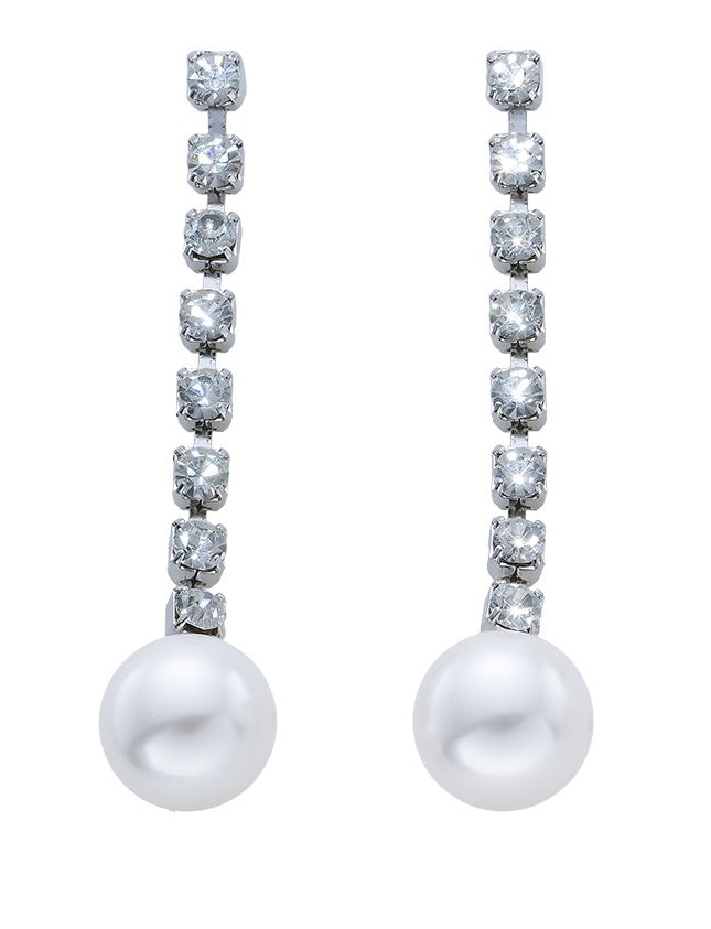 CRYSTalp Elegantné náušnice s kryštálmi a perlou 42112.R