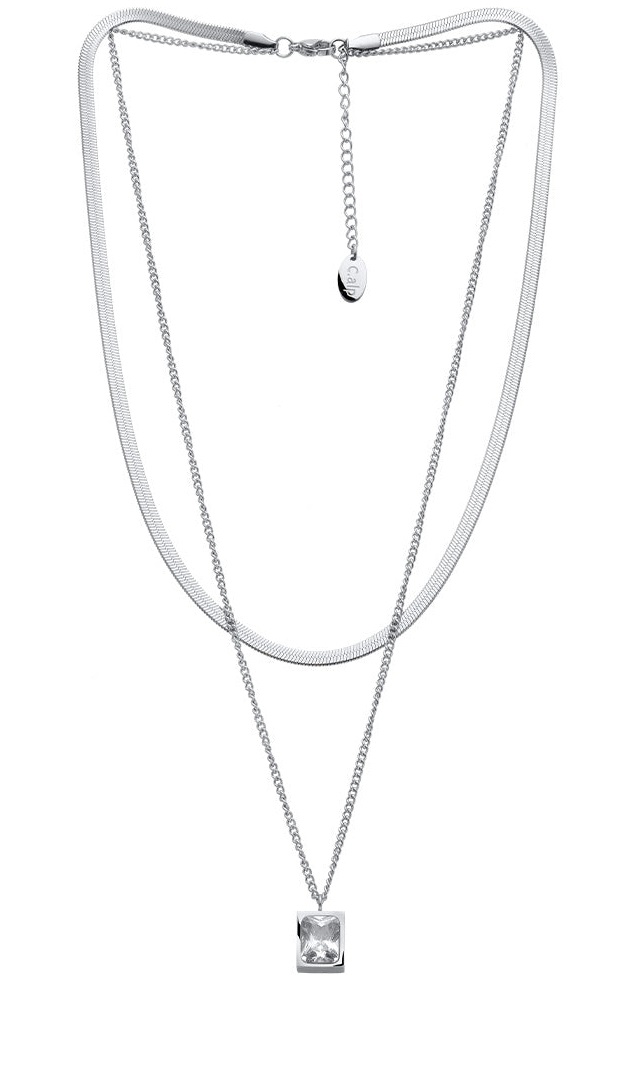 CRYSTalp Štýlový dvojitý náhrdelník s kryštálom Royal 32139.WHI.E